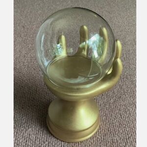 New! Gold Hand Mystical Cloche Glass Ball Display Halloween So Groovy